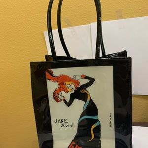 Jane Arvil National Art Gallery Toulouse-Lautrec Black Patent Vinyl Tote Bag